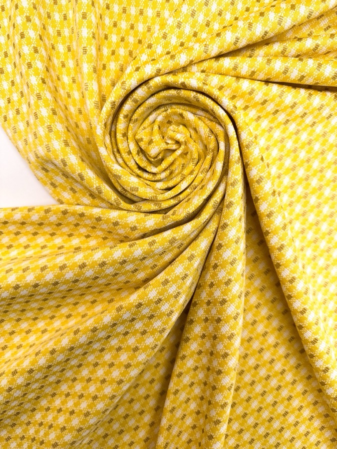 Geometric White-Yellow Polyamid Elastane Knitted
