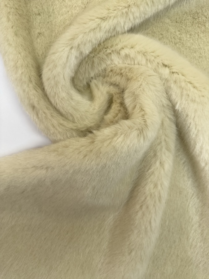 Beige Gray Modacrylic Polyester Faux Fur
