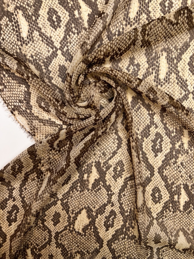 Beige and Brown Animal Print Chiffon